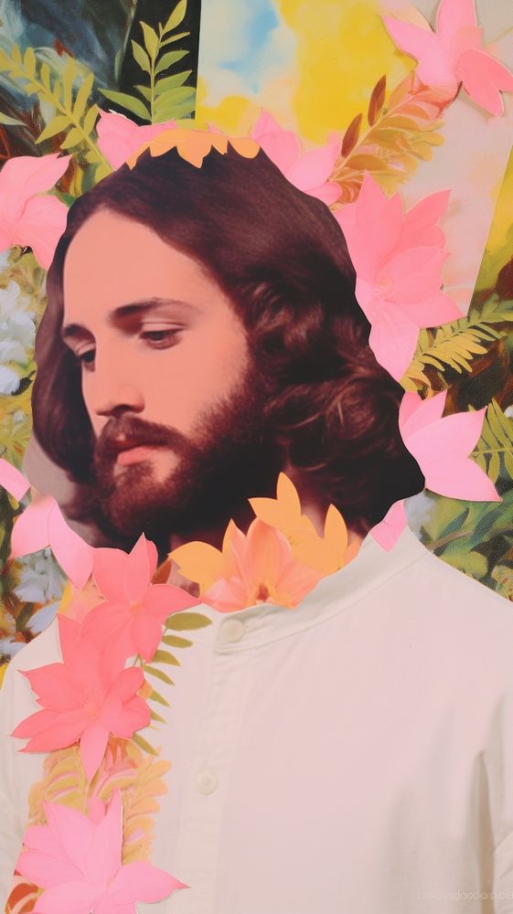Jesus painting portrait flower.
