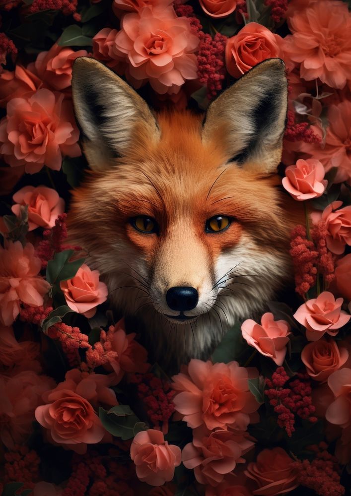 Fox rose wildlife animal.