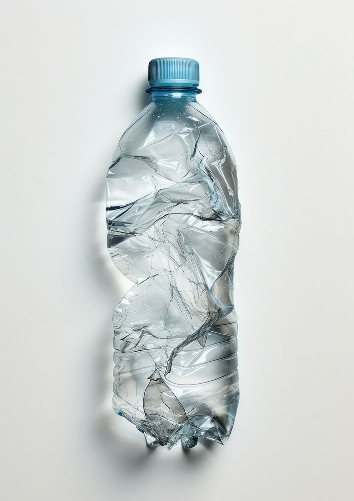 Used water bottle plastic white background plastic bottle.