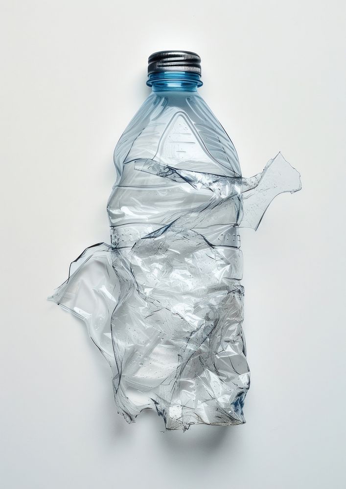 Used water bottle plastic white background plastic bottle.
