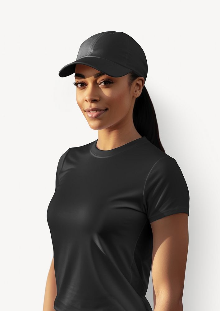Woman in black t-shirt
