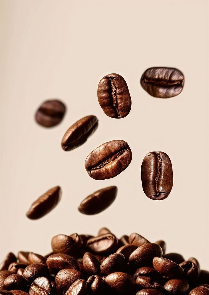 A coffee beans falling refreshment freshness beverage.