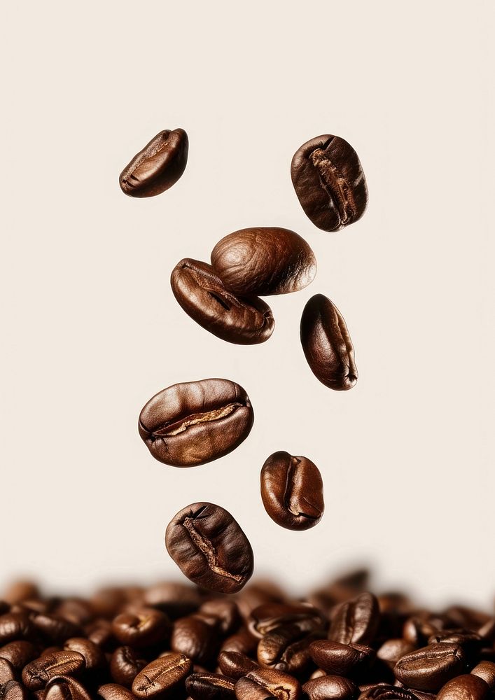 A coffee beans falling refreshment freshness beverage.