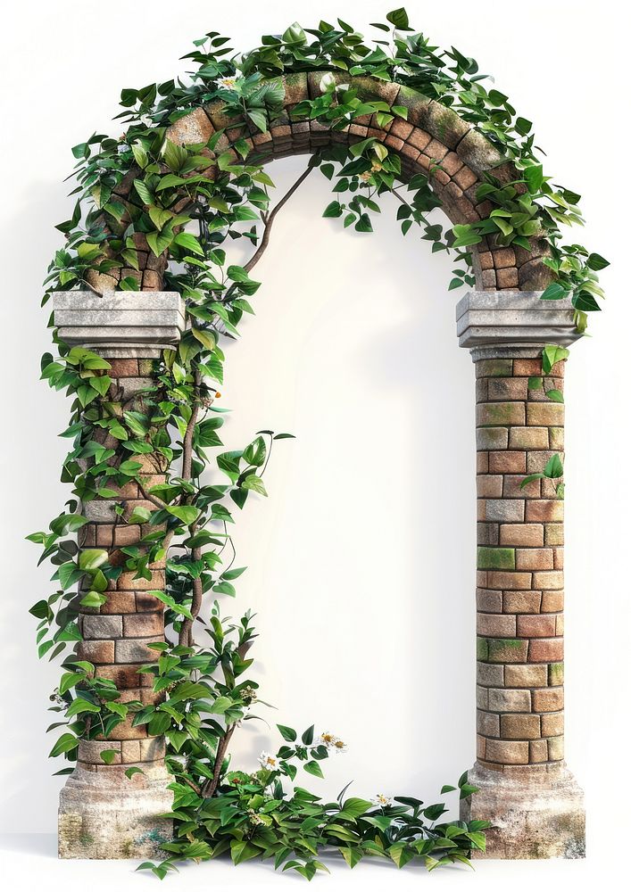 Brick wall arch architecture plant.