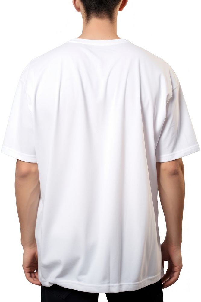 A photo of a oversized white t-shirt sleeve adult back.