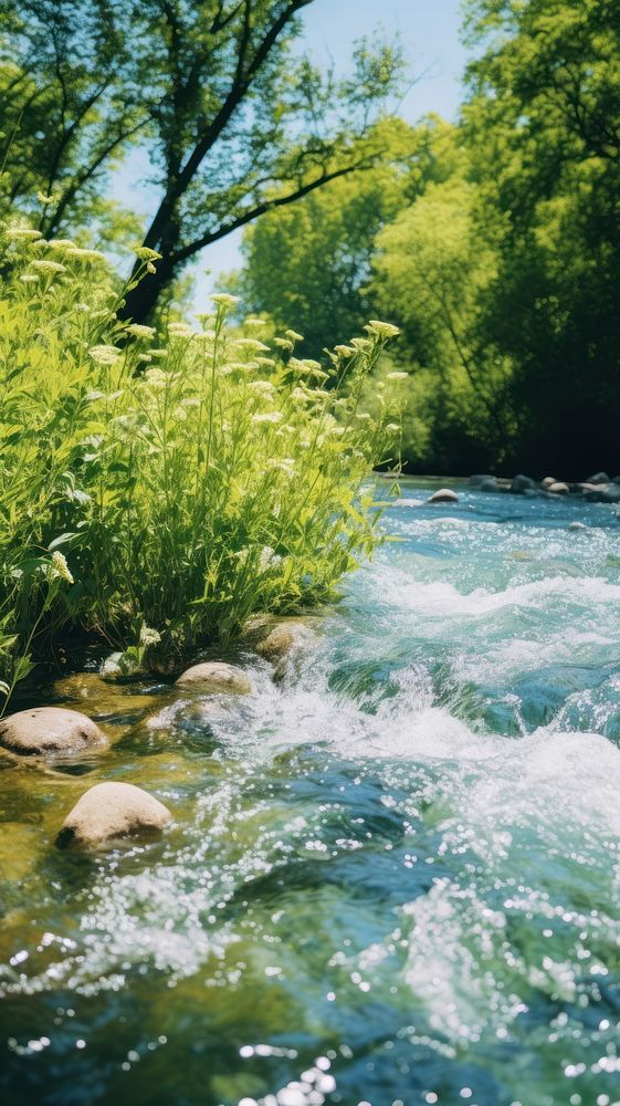 Summer wallpaper river wilderness landscape.