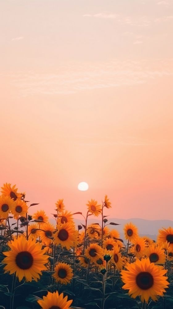 Sunset sky sunflower outdoors horizon.