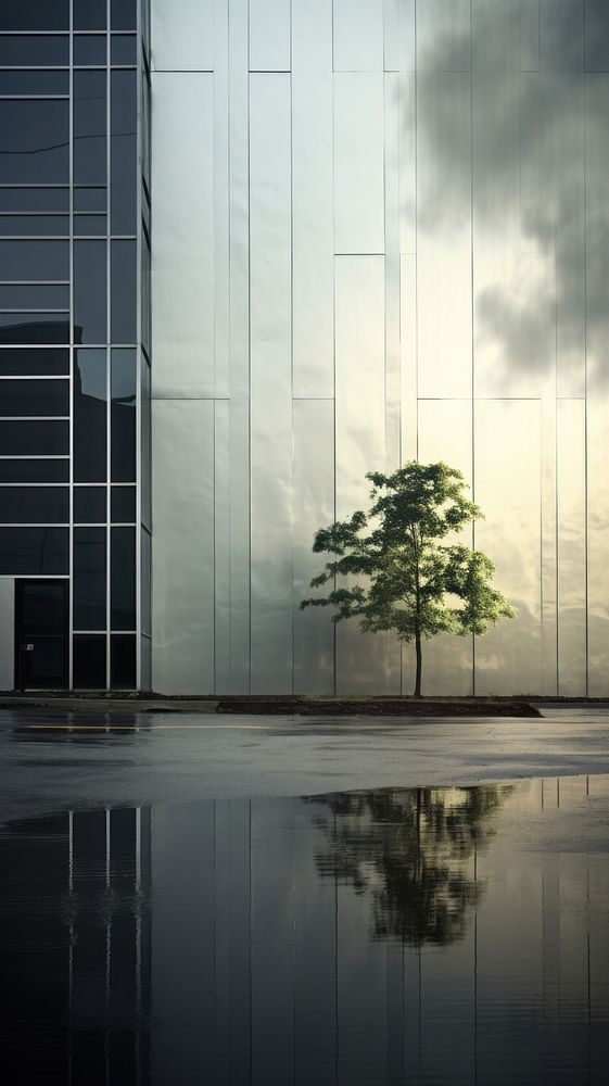 Large building wall in rainning outdoors architecture light.