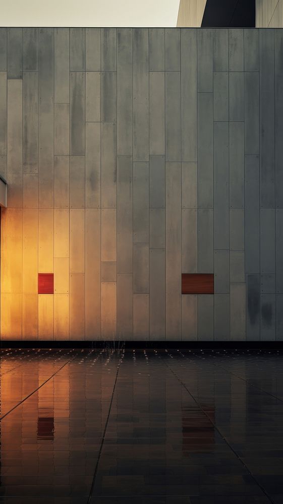 Large building wall in rainning architecture flooring light.