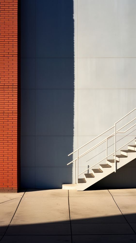 Large building wall architecture staircase handrail.