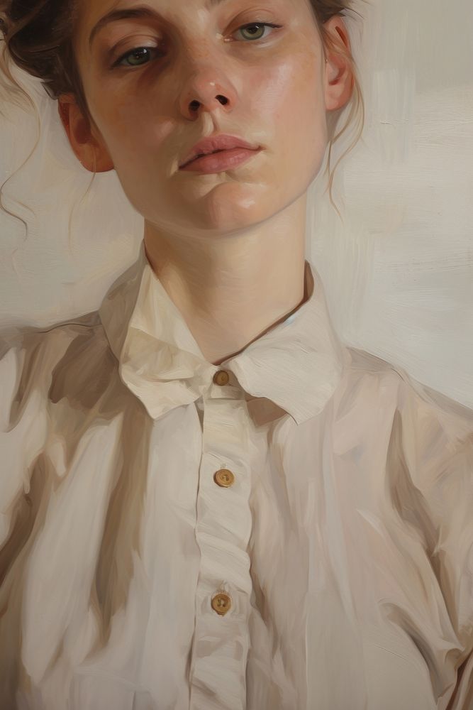 Close up on pale Shirt painting shirt portrait.