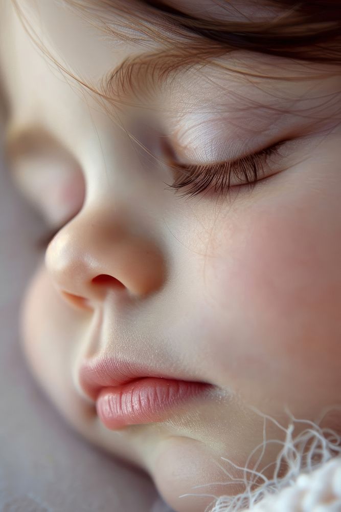 A beautiful sleeping baby girl portrait skin photography.
