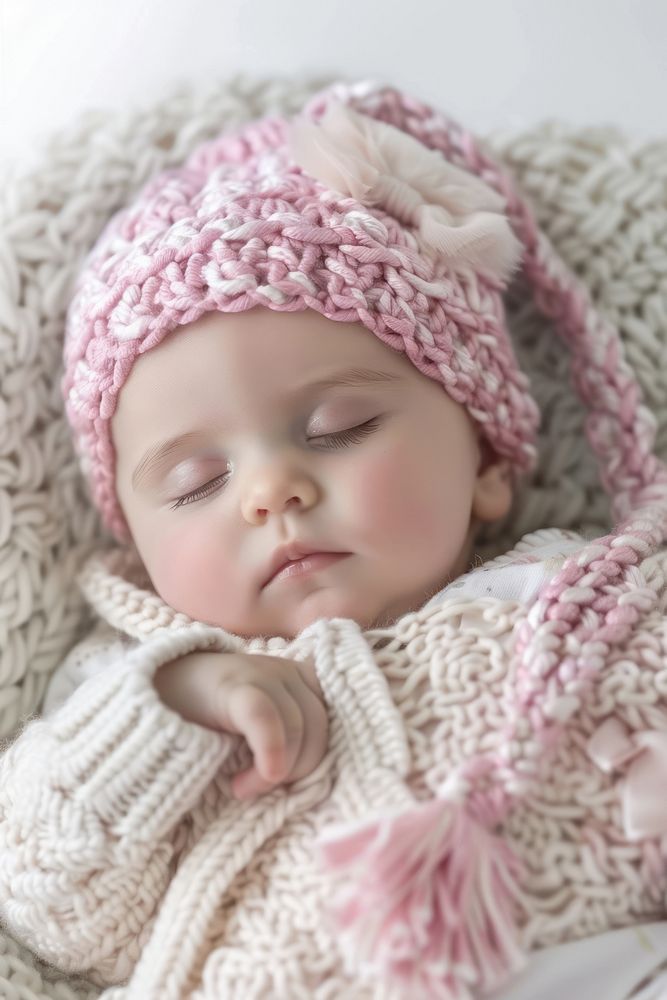 A beautiful sleeping baby girl portrait comfortable beginnings.