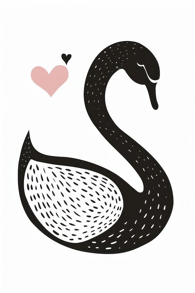 Cute swan clipart animal doodle bird.