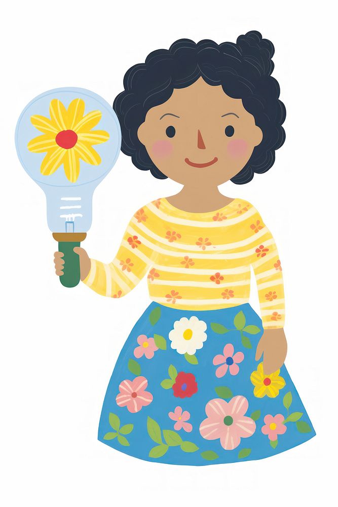Person holding light bulb cute toy white background.