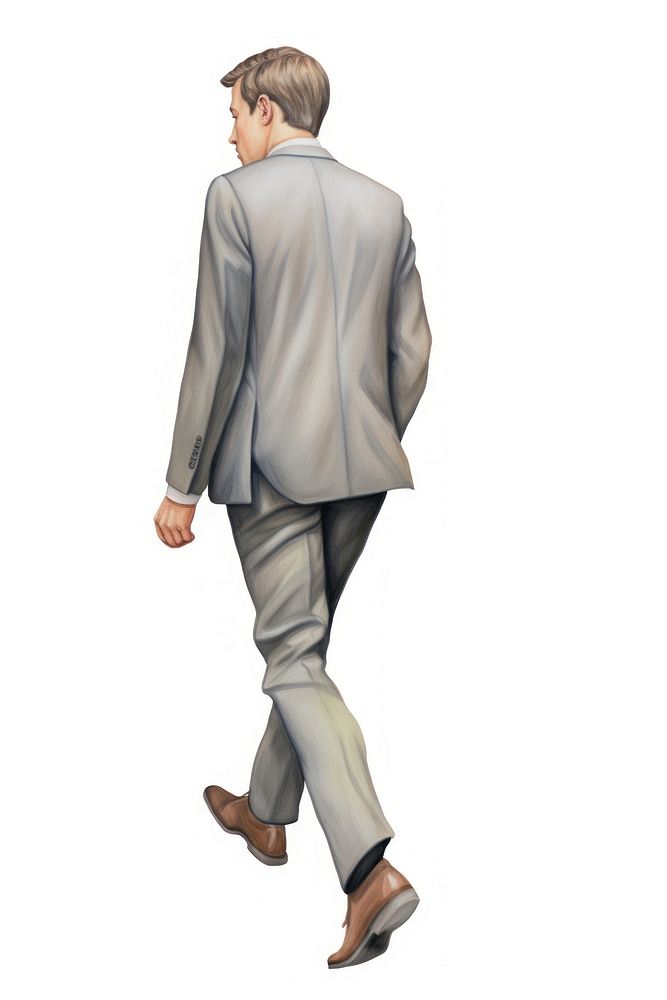Business man walking adult white background outerwear.