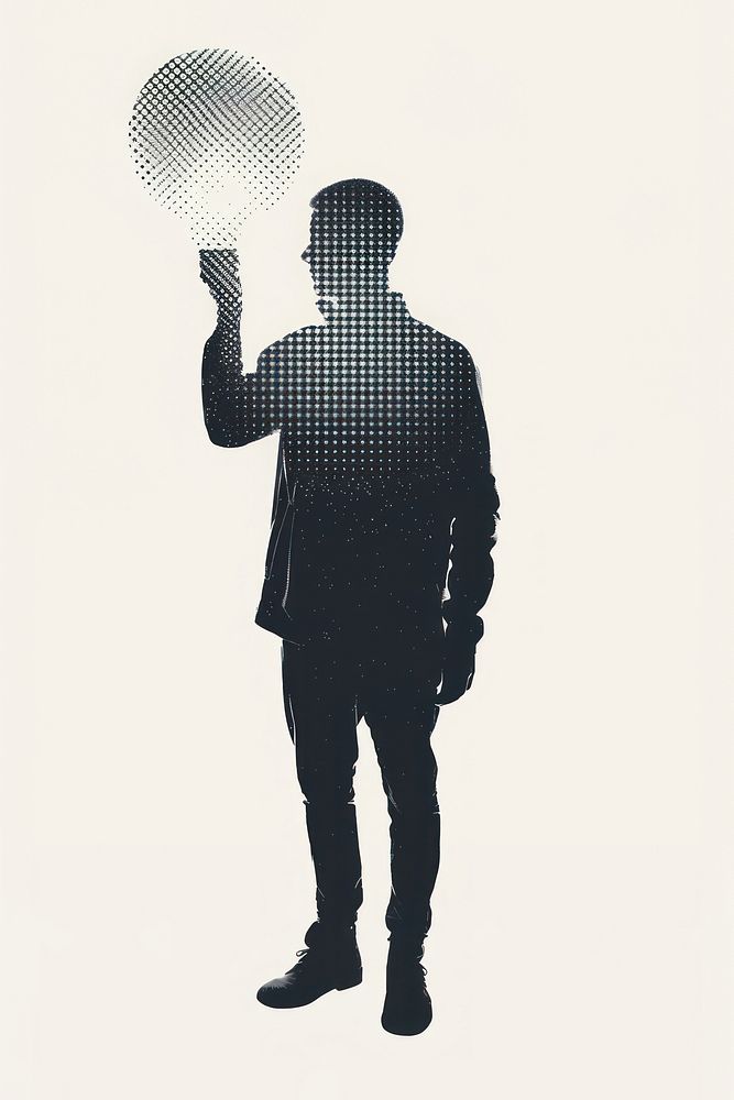 Person holding light bulb silhouette cartoon adult.