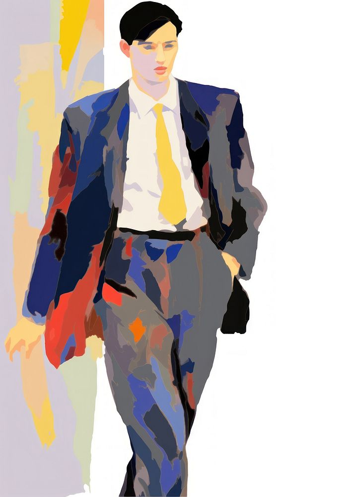 Abstract art business man walking painting blazer adult.