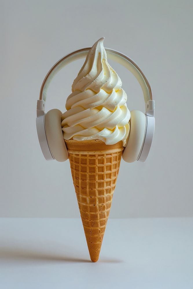 Ice cream cone headphones dessert food.