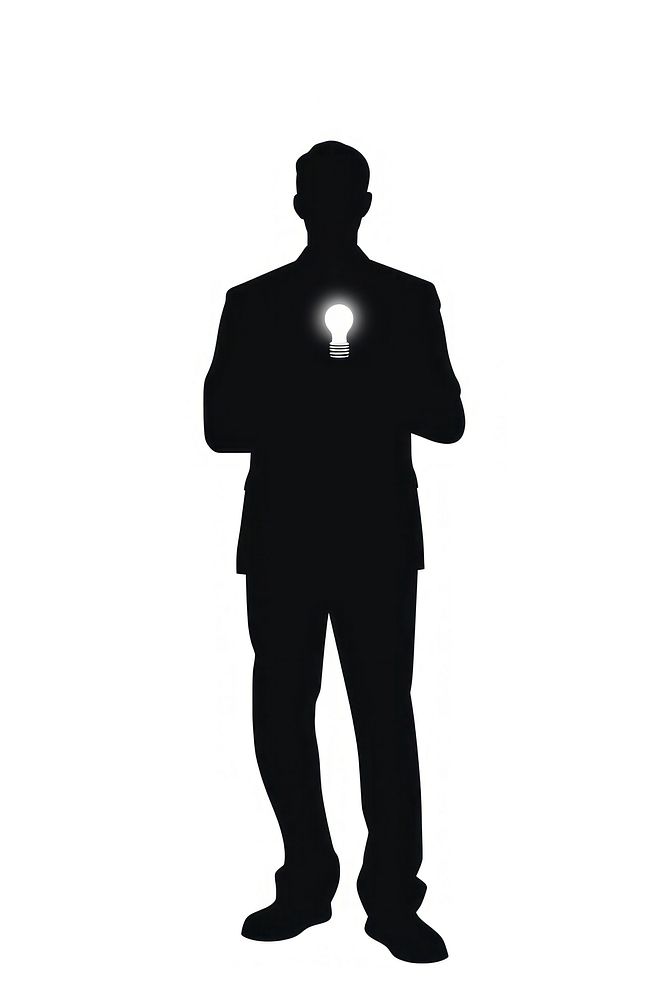 Person holding light bulb silhouette standing adult.