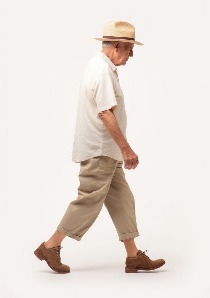Grandfather having a backplain walking adult khaki.