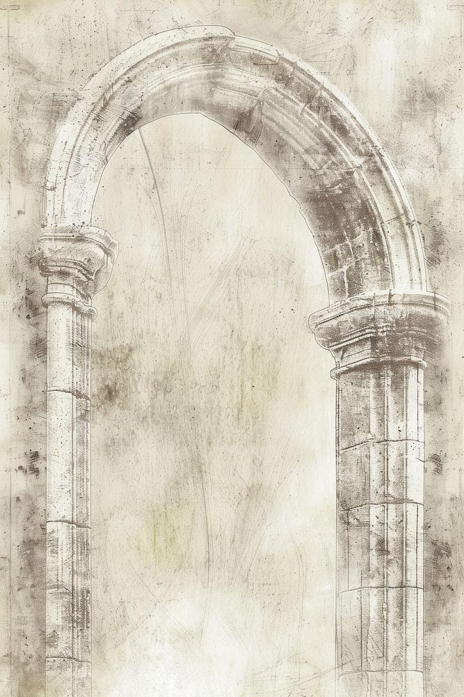 Realistic vintage drawing of arch sketch architecture backgrounds.