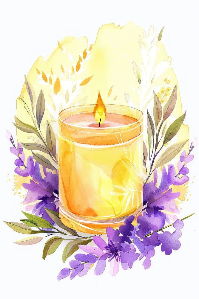 Aromatherapy candle flower lavender purple.