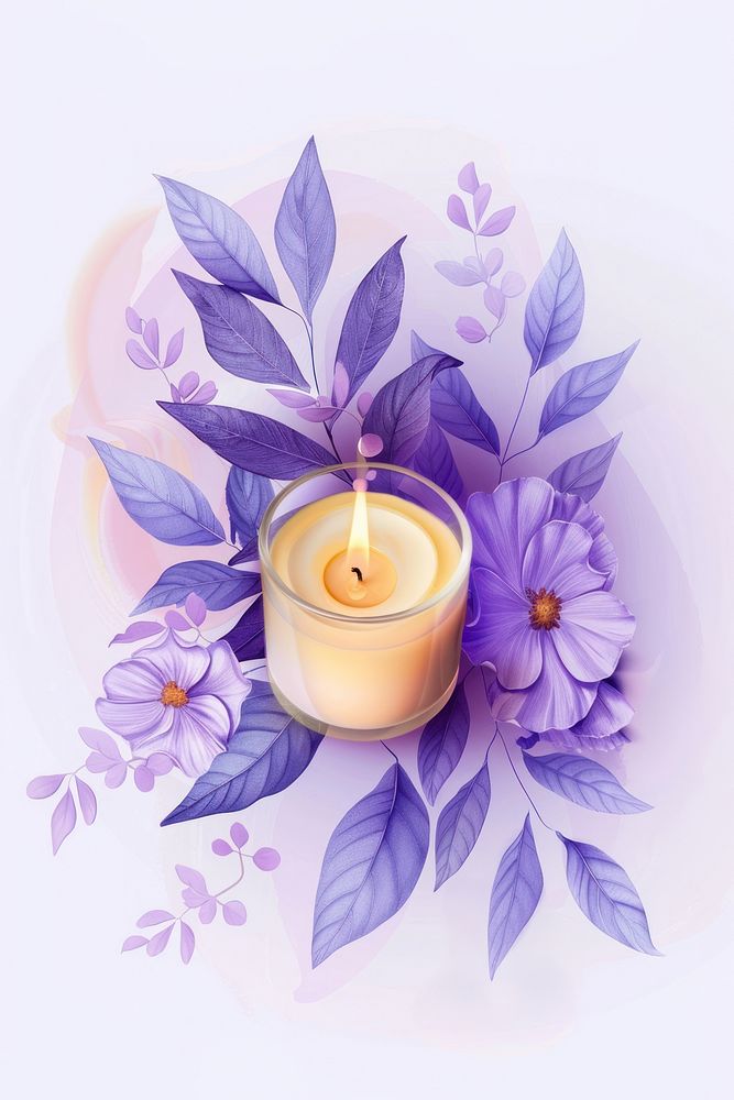 Aromatherapy candle flower purple lavender.