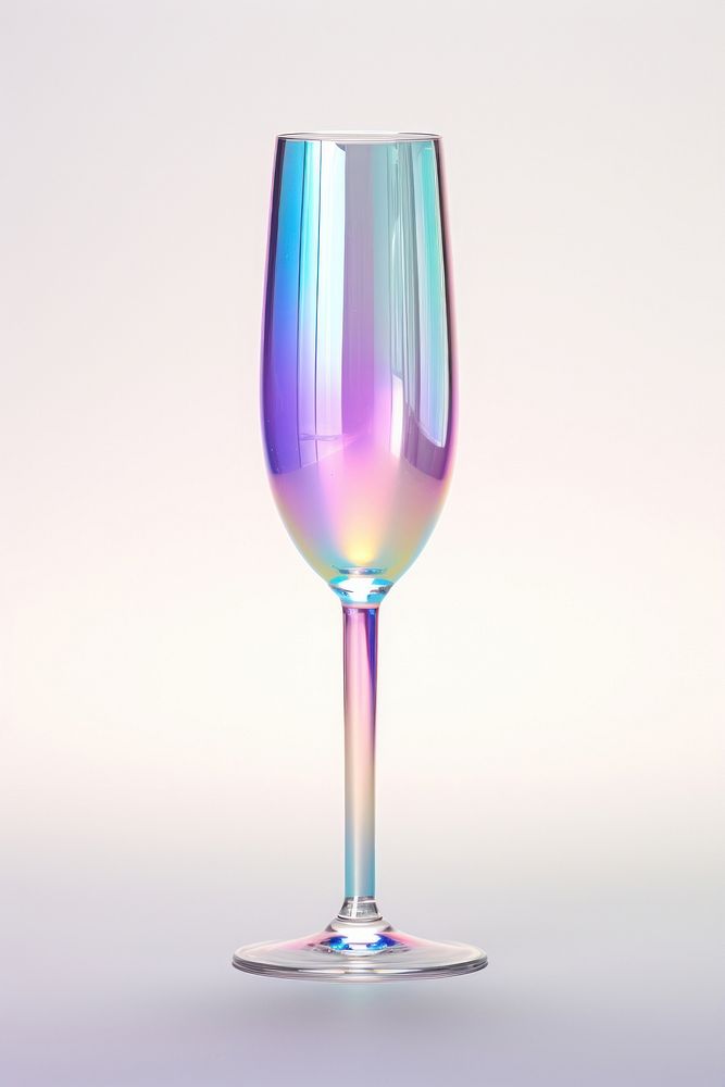 3d render champagne glass holographic drink white background refreshment.