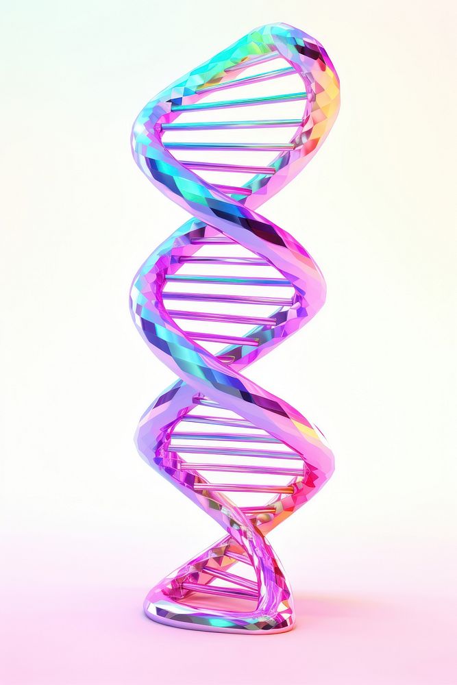 3d render dna icon holographic research science biology.