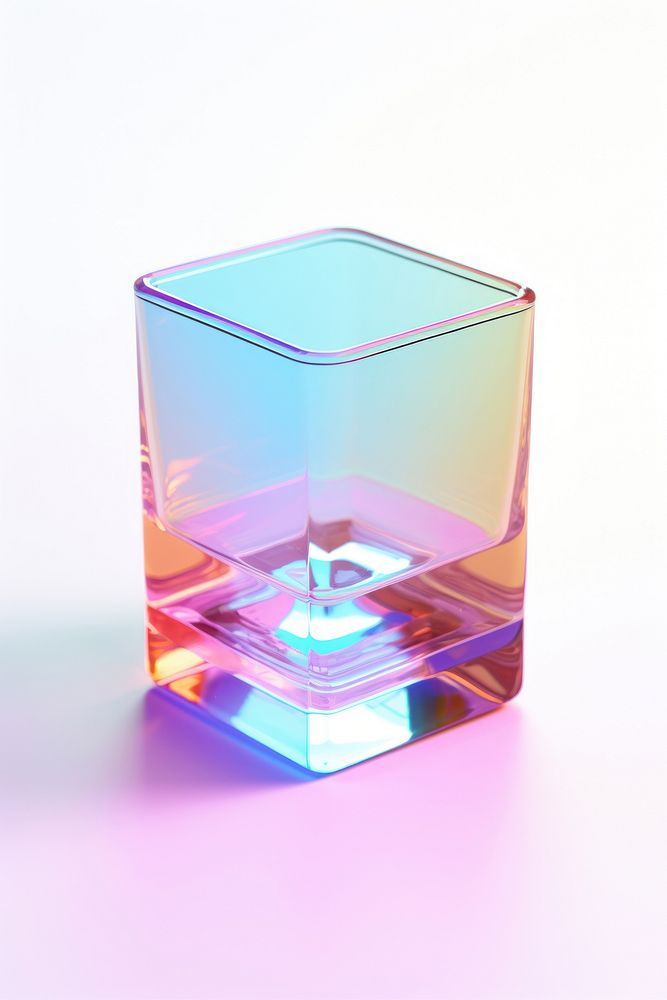 3d render glass holographic vase white background refreshment.
