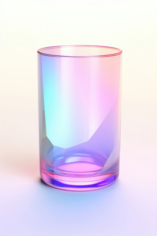 3d render glass holographic vase white background transparent.