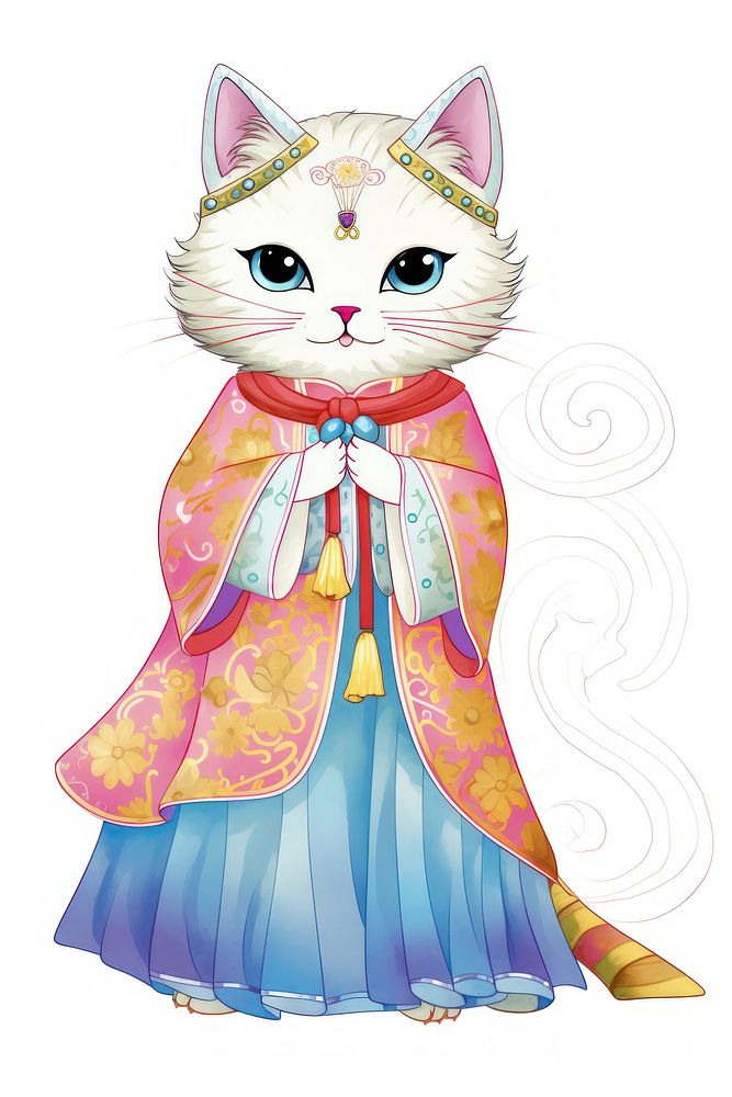 Cat in hanfu outfit tradition fashion mammal.