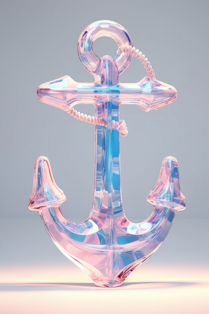 3D render glass texture anchor blue pink electronics.
