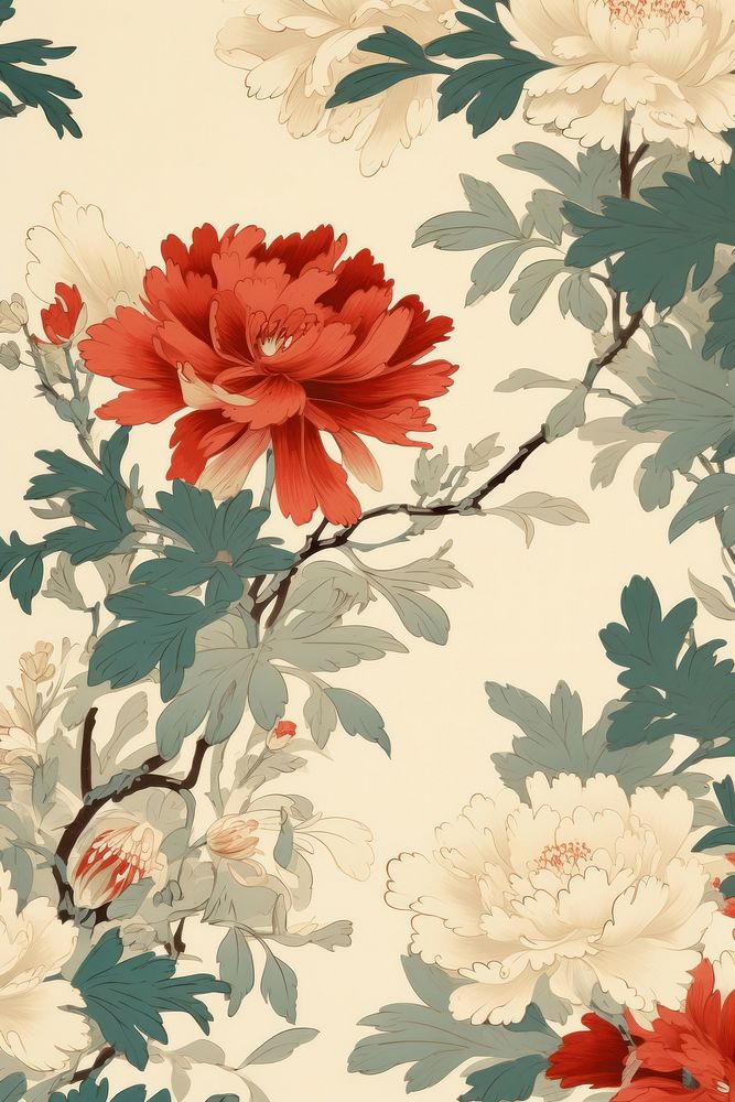 Japanese flowers isolated art backgrounds pattern.