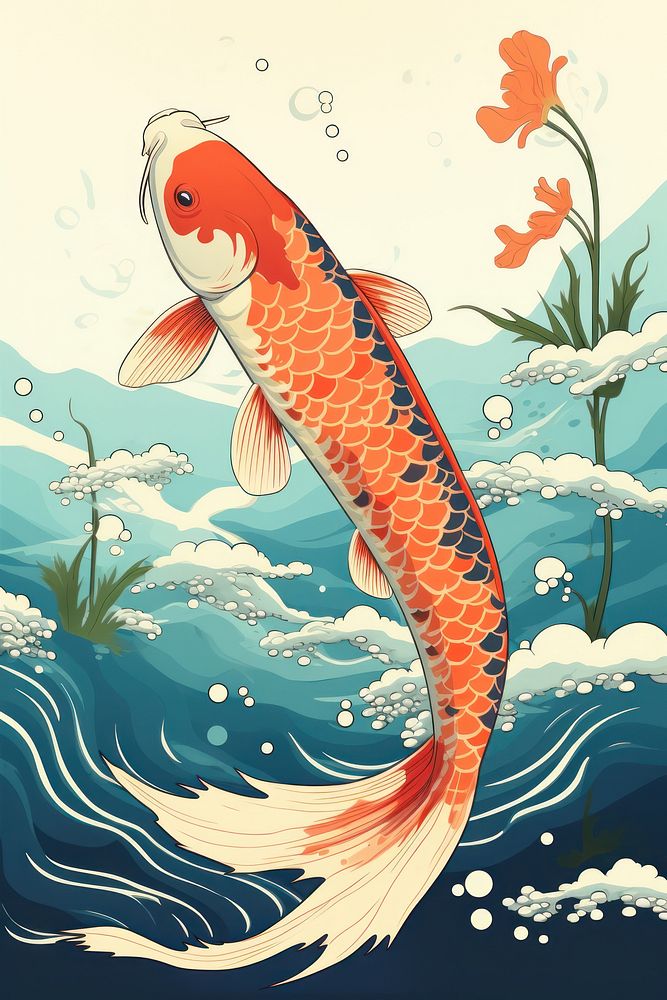 Koi fish isolated animal underwater goldfish.