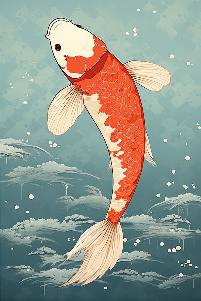 Koi fish isolated animal red underwater.