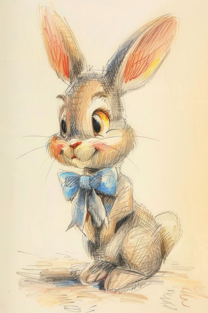 Easter bunny character drawing sketch animal.
