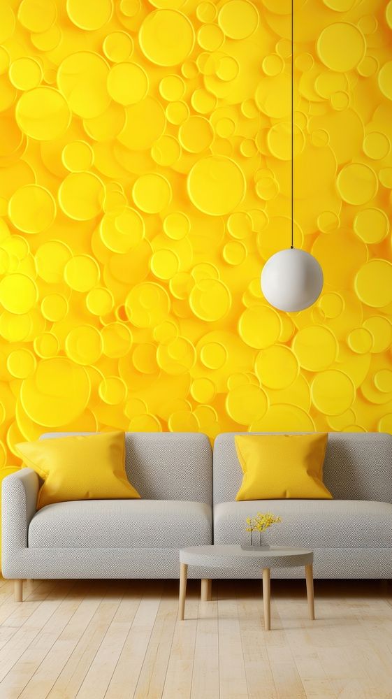 Star bubble wrap wallpaper yellow furniture chair.