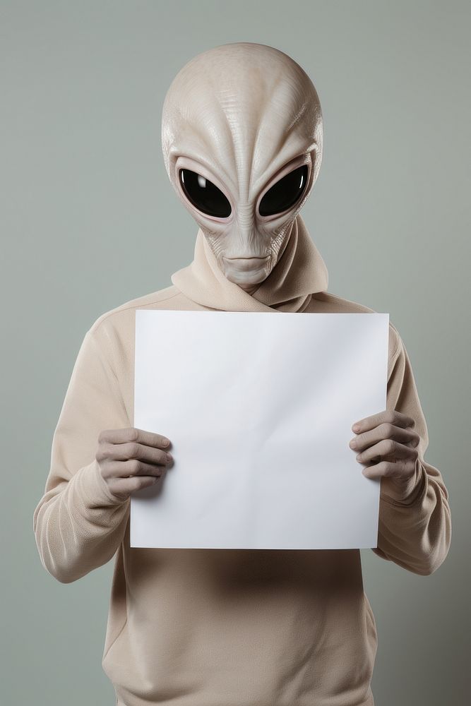 Alien paper portrait disguise.