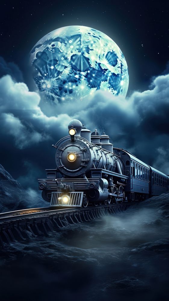 Cool wallpaper steam locomotive space moon astronomy.