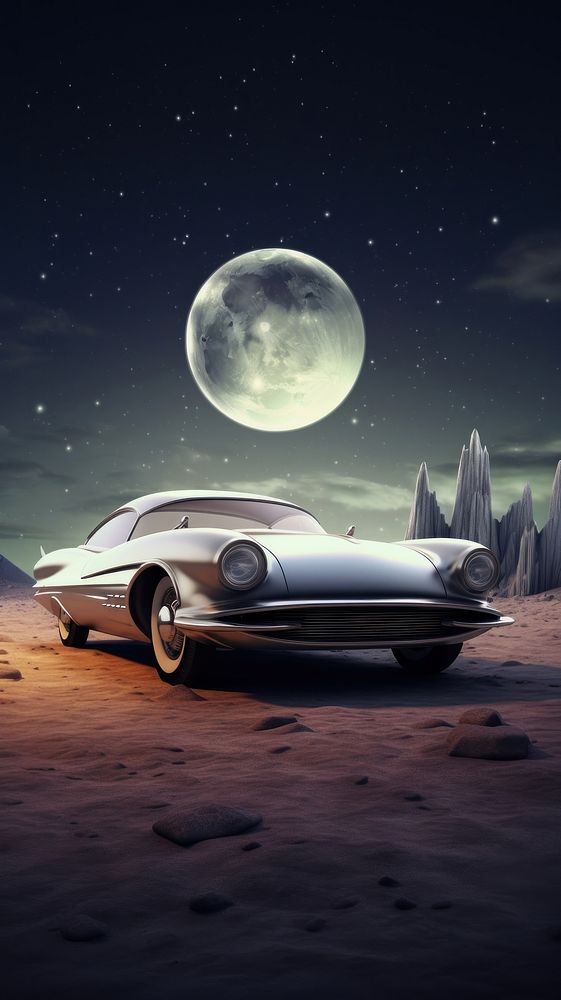Cool wallpaper retro car moon astronomy vehicle.