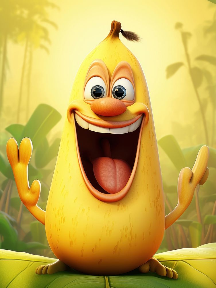 Banana cartoon happiness cheerful.