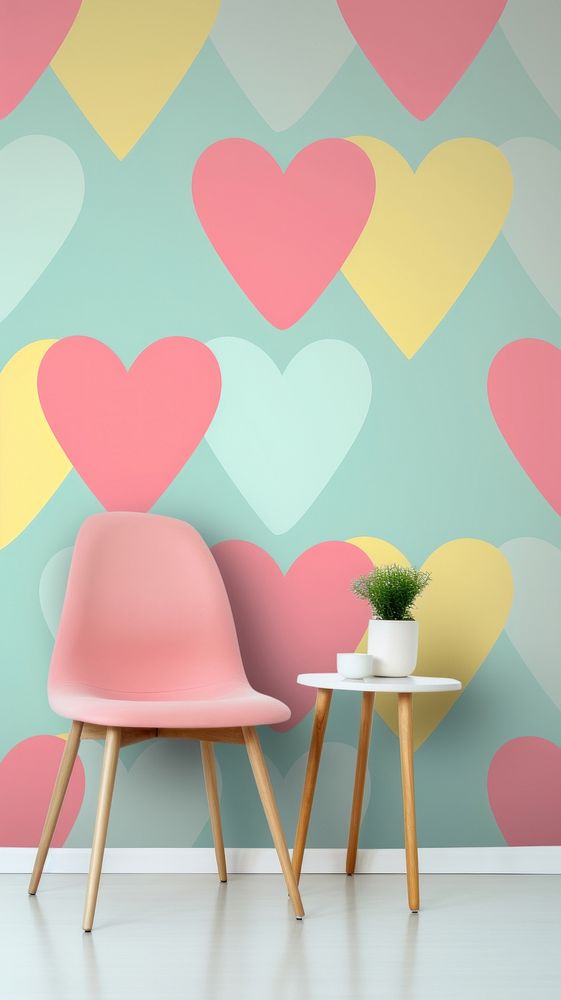 Layered heart wallpaper architecture furniture chair.