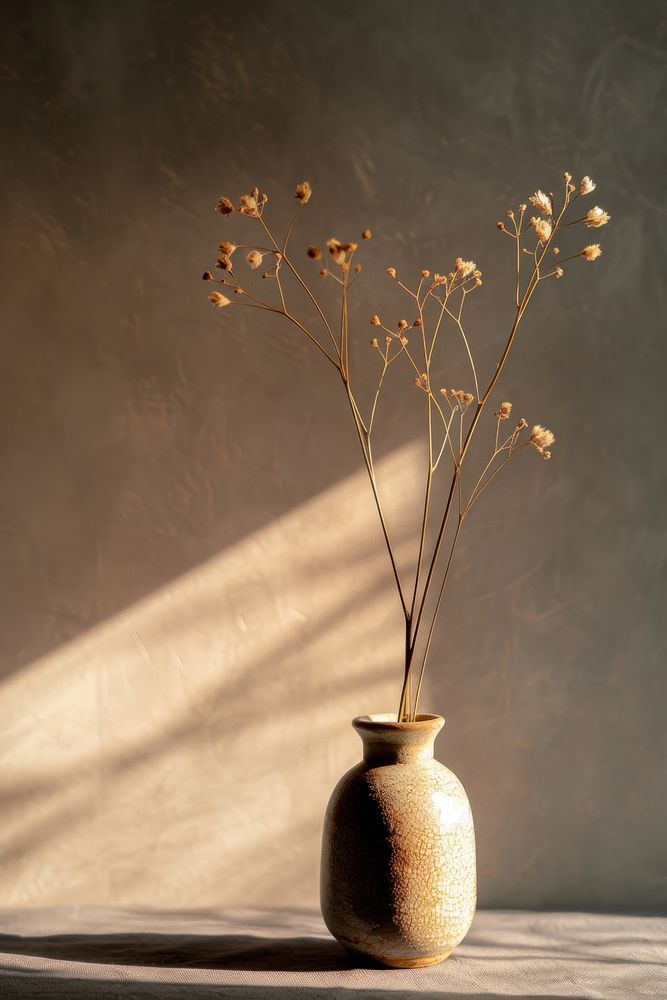 Photo of dried flower vase plant decoration.
