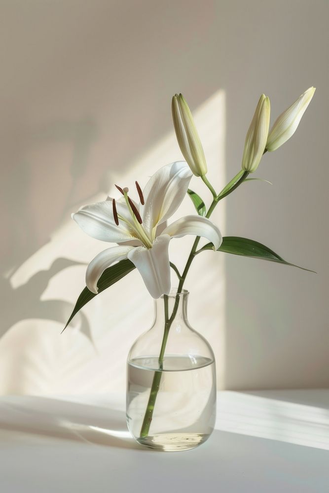 Photo of lily flower vase plant.