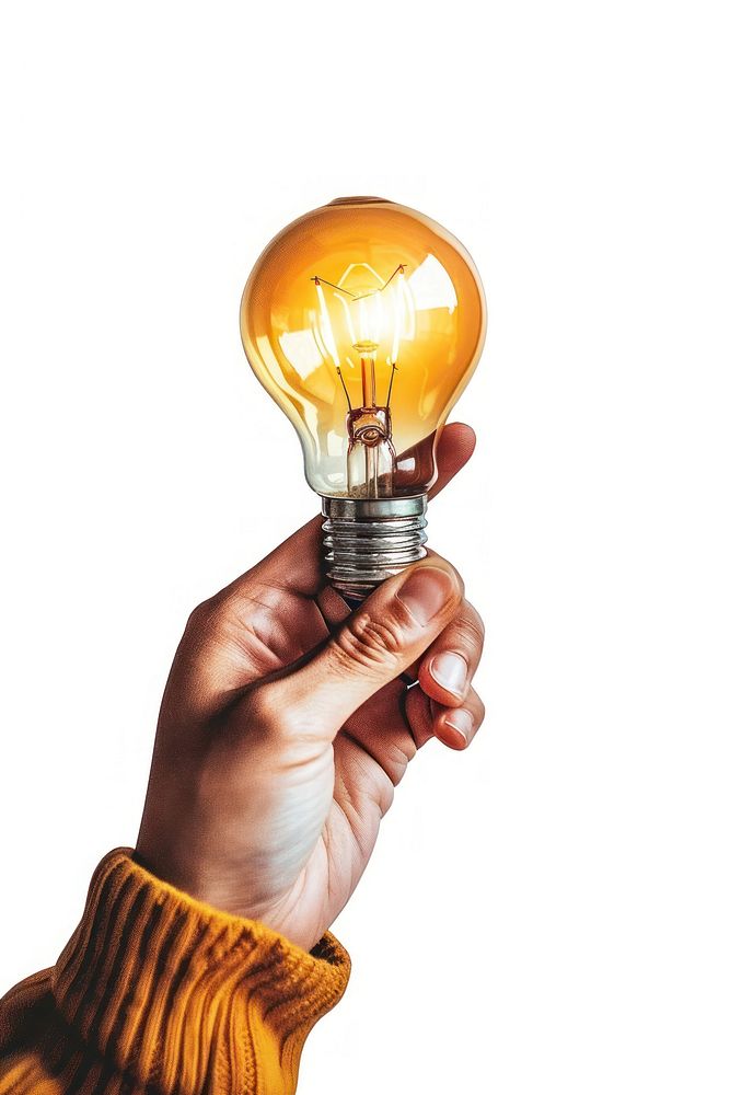 Person holding light bulb lightbulb white background electricity.