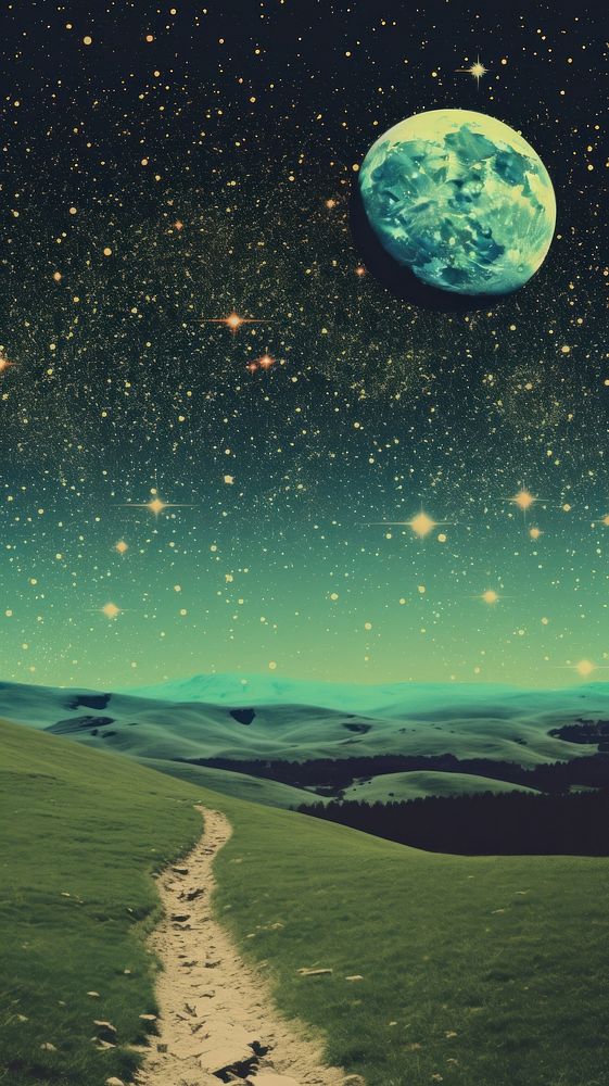 Cool wallpaper green hills planet space moon.