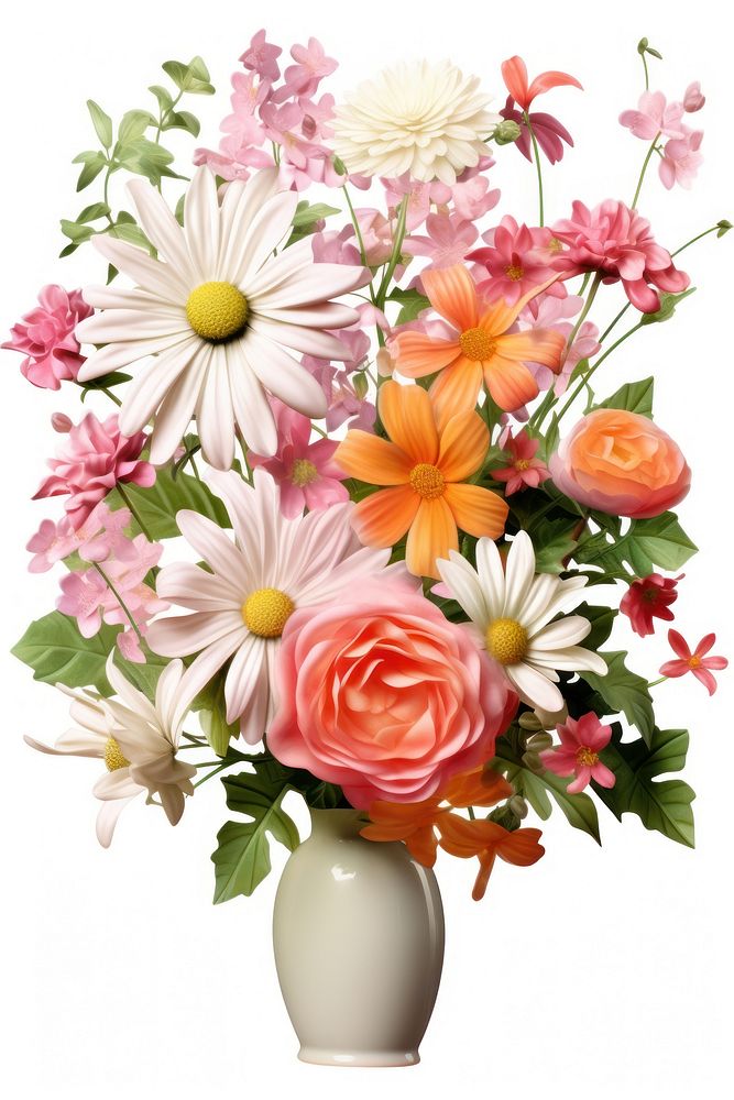 A bouquet of different flowers plant daisy rose.