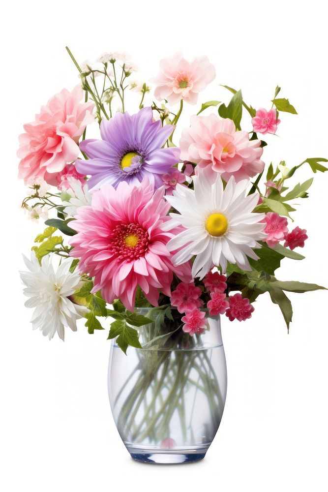 A bouquet of different flowers vase blossom plant.